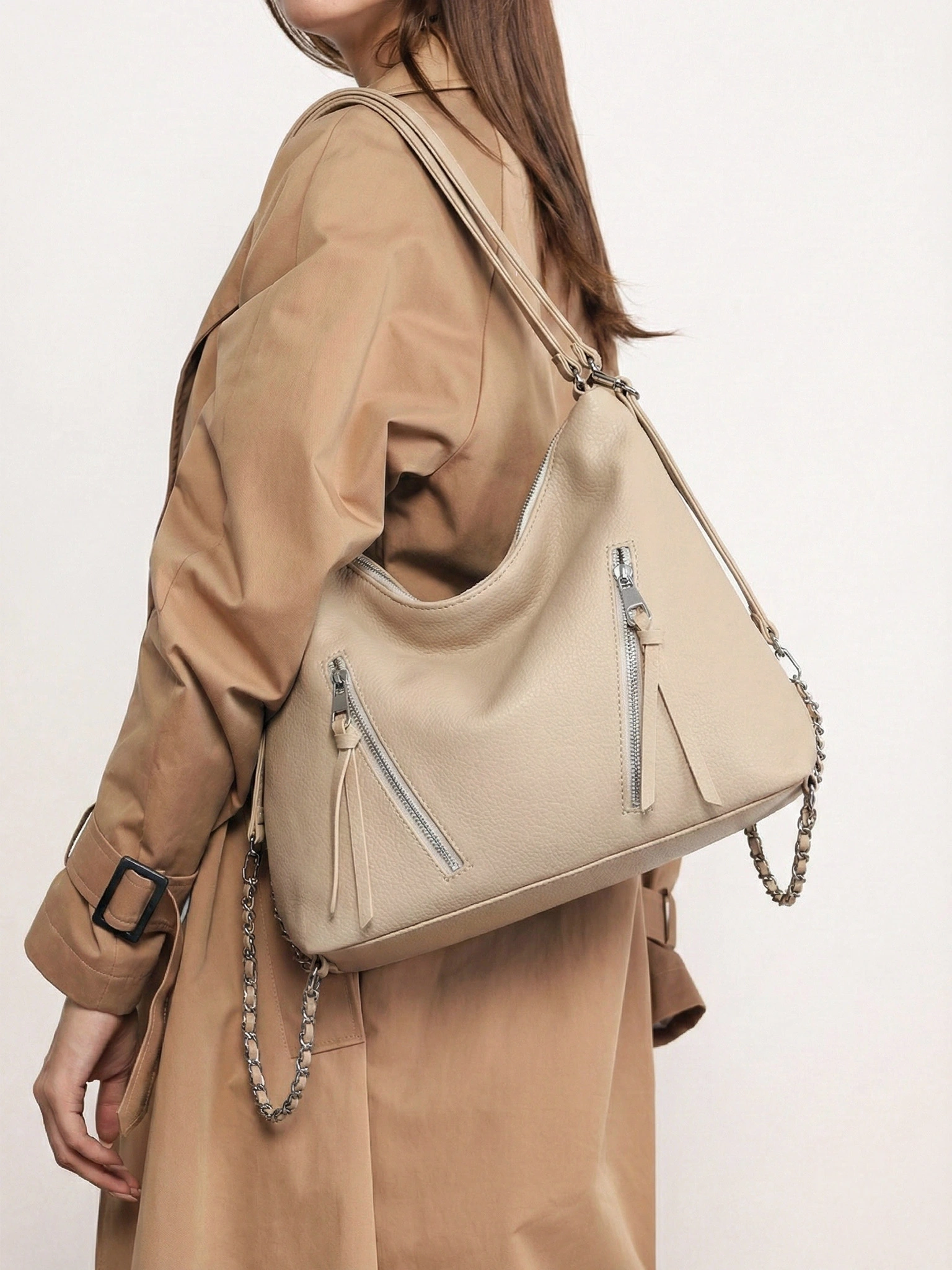 Сумка-шоппер с декоративными цепочками в ассортименте